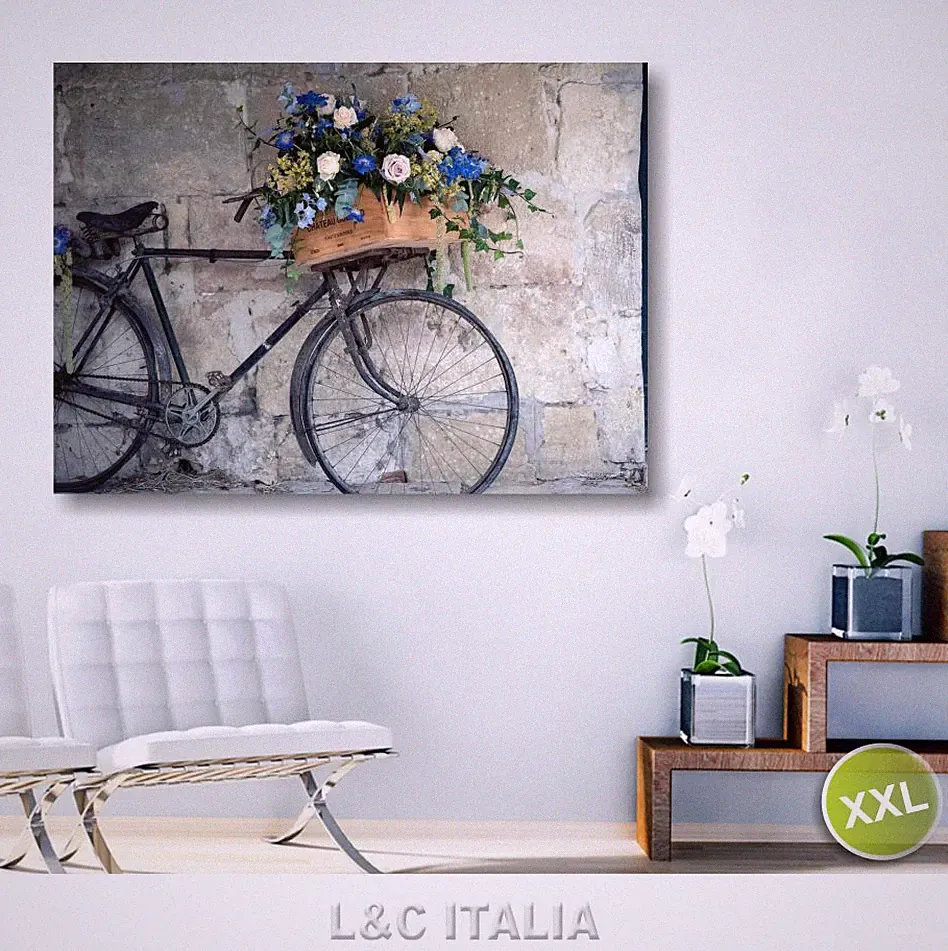 Vintage Retro Fahrrad 7 BILDER 100x70cm MODERN BILDER DRUCK LEINWAND BLUMEN PROVENZAL