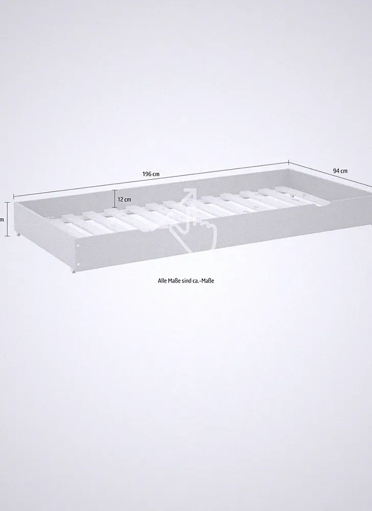 Vitalispa Jaspar Kinder-Ausziehbett 90x200 Weiß Holz mit Lattenrost Gästebett