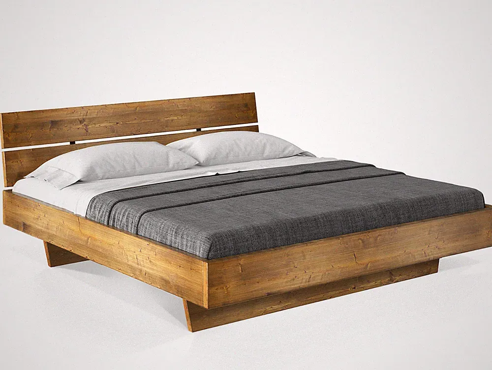 Wangenbett Massivholzbett Bett VINTAGE 180x200 mit Kopfteil CURBY THERMO-Fichte