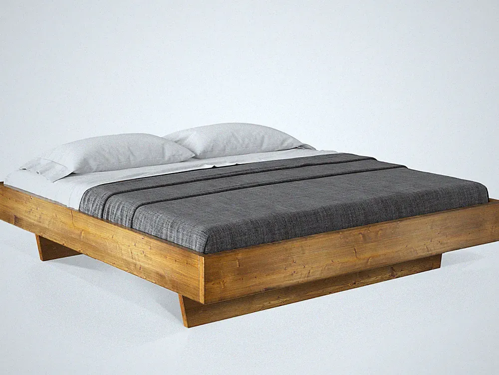 Wangenbett Massivholzbett Bett VINTAGE 180x200 ohne Kopfteil CURBY THERMO-Fichte