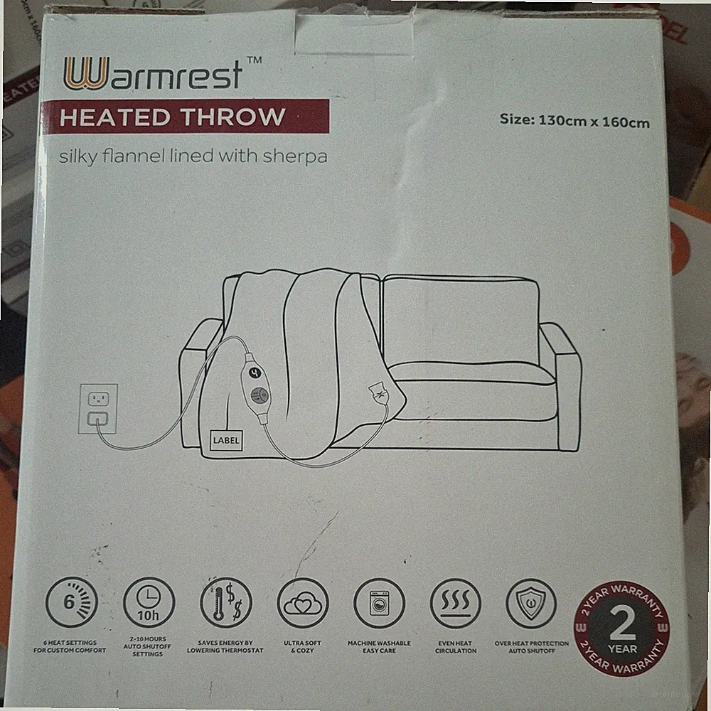 Warmrest Elektrische Heizdecke Überwurf Flanell 130x160cm