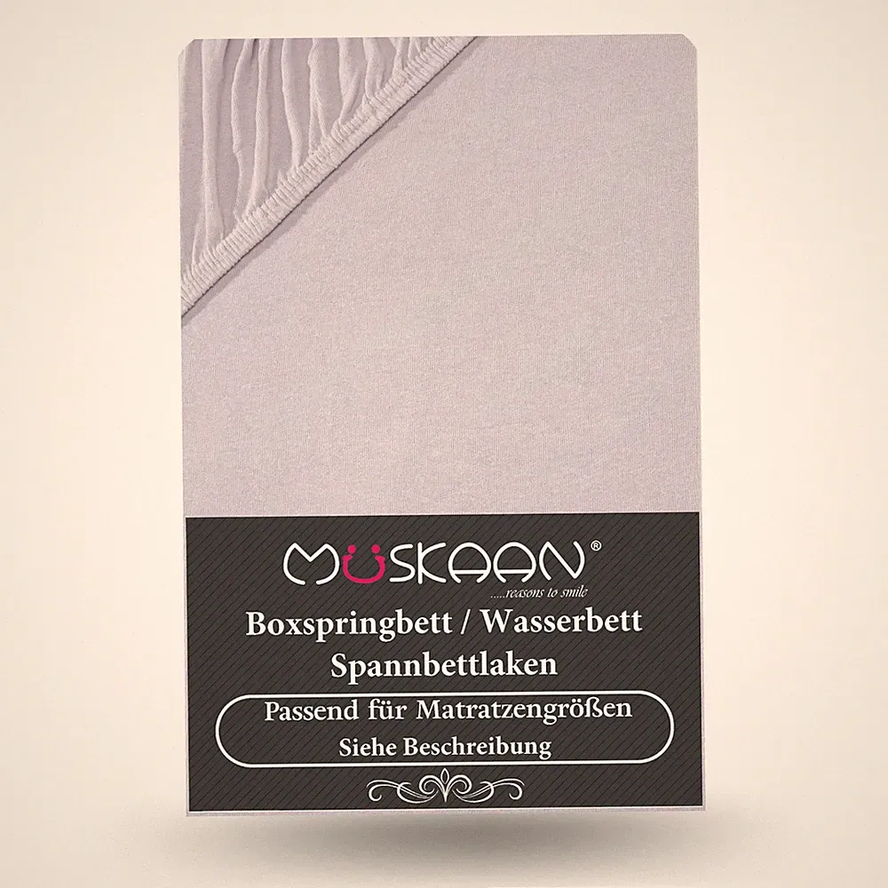 Wasser - Boxspringbett Spannbettlaken mit Elasthan 140-160x200-220+40 cm 190g/m²