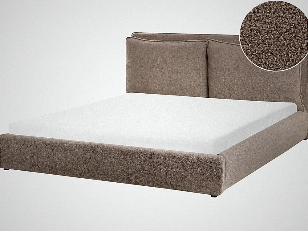 Wasserbett Bouclé Stoff braun mit Kopfteil 160 x 200 cm Modern Bajonna
