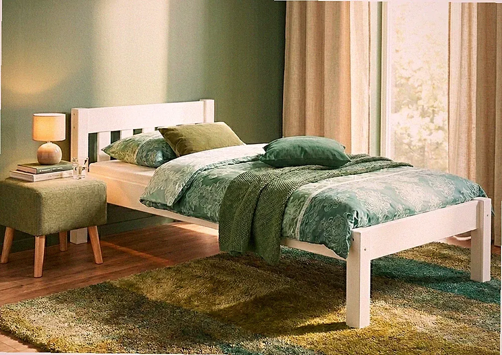 Weißes Einzelbett Kiefer weiß 90x200 Futonbett Jugendbett Rollrost Kinderbett