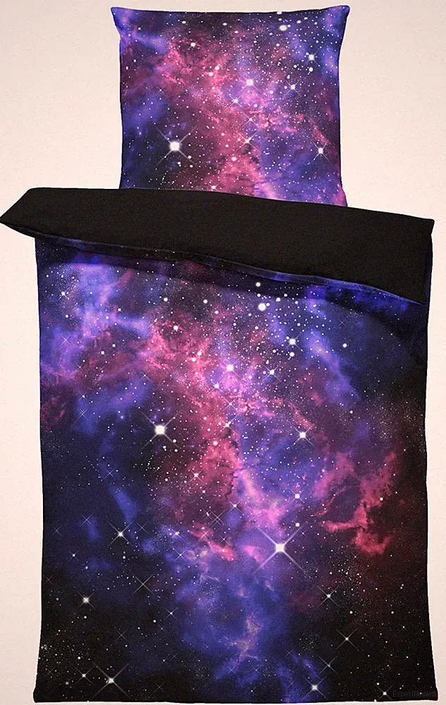 Weltall Bettwäsche 135x200 cm Weltraum Galaxy Sterne Universum Microfaser