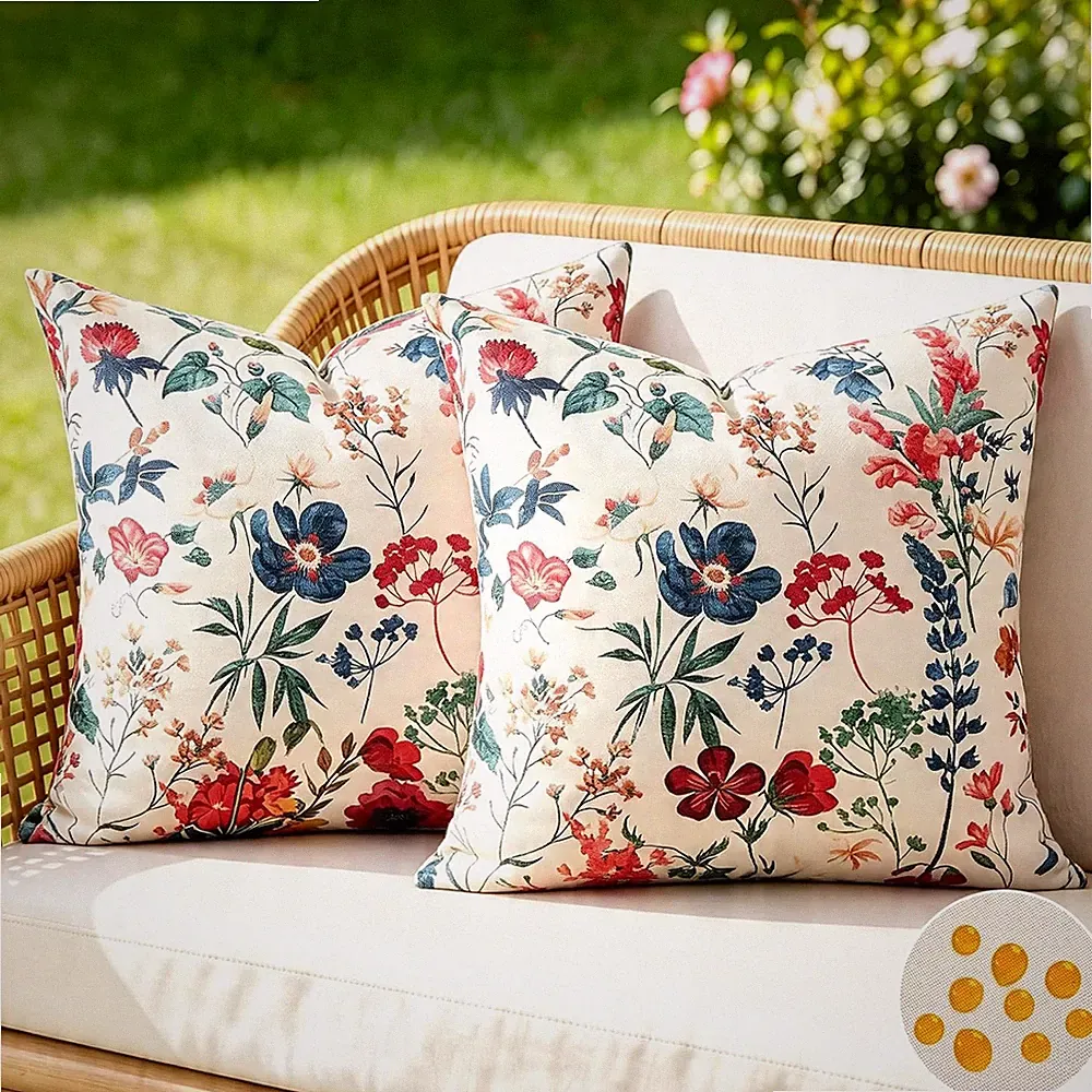 Wildblumen Druck Kissenbezug Bunte Blumenmuster Modernen Landhausstil 2er Kissen