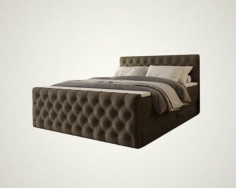 WILLOW Boxspringbett 180x200 Bett mit Bettkasten und Topper, Olivgrün