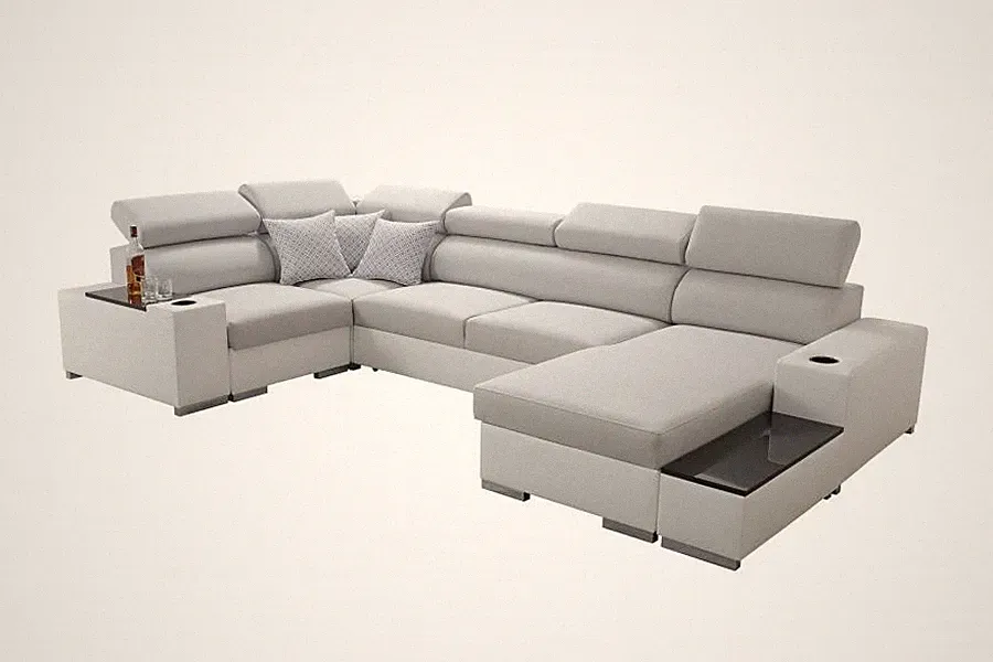 Wohnlandschaft Ecksofa PASSE U-Form XXL 335 cm Schlaffunktion Bettkasten Sofa 26
