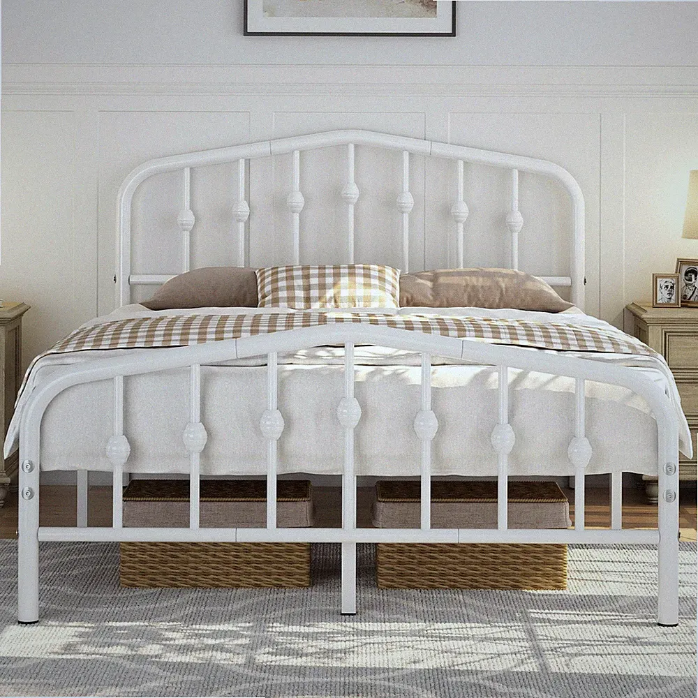 Yaheetech 4 Fuß 6 Doppelbettrahmen Lattenrost Metallbett mit Krone inspiriertes Design