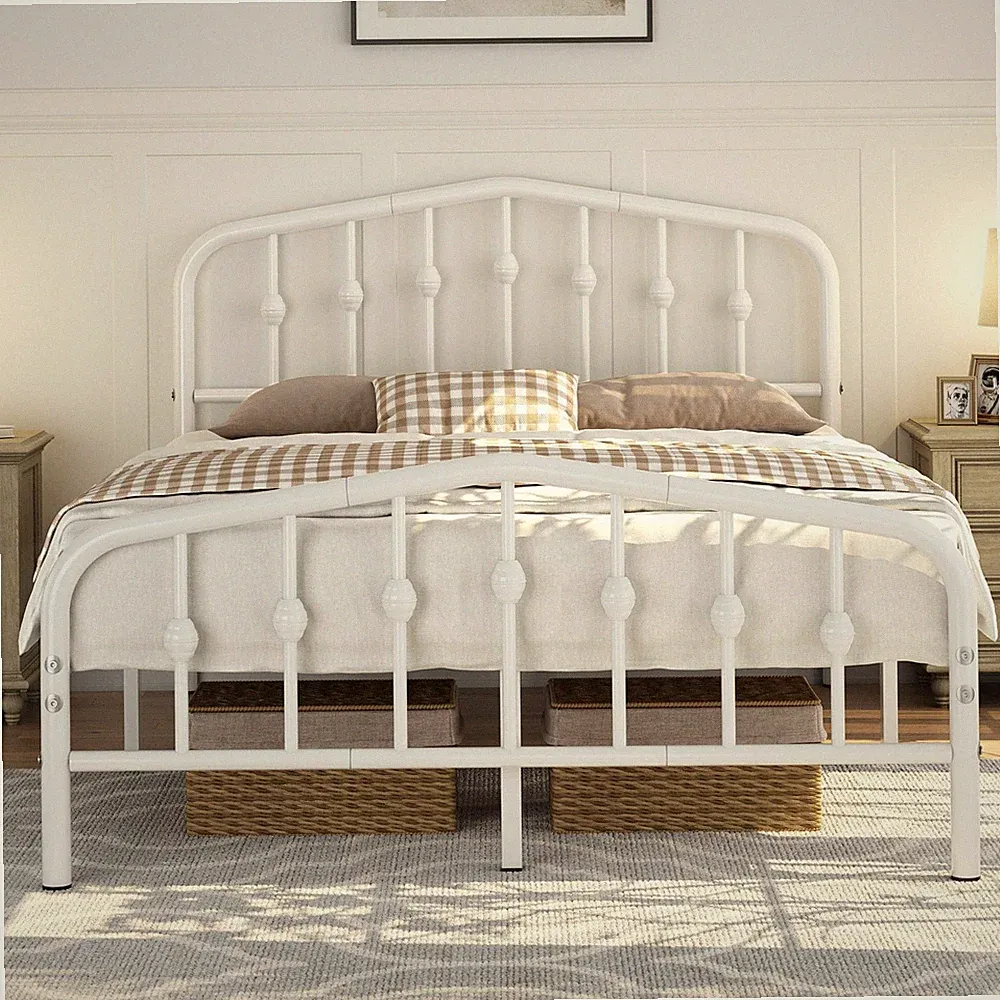 Yaheetech 4 Fuß 6 Doppelbettrahmen Lattenrost Metallbett mit Krone inspiriertes Design