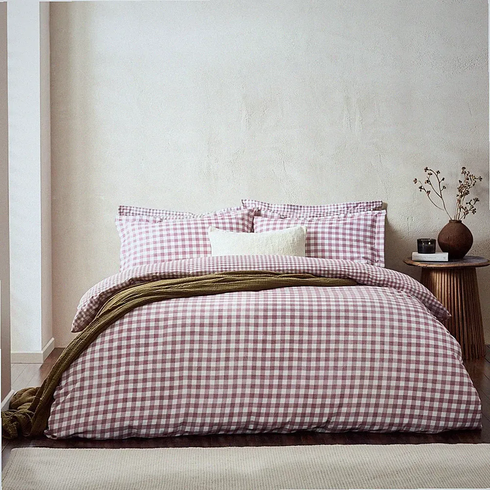 Yard Barton Gingham Karo 100 % Baumwolle Bettbezug Set | Verschiedene Farben