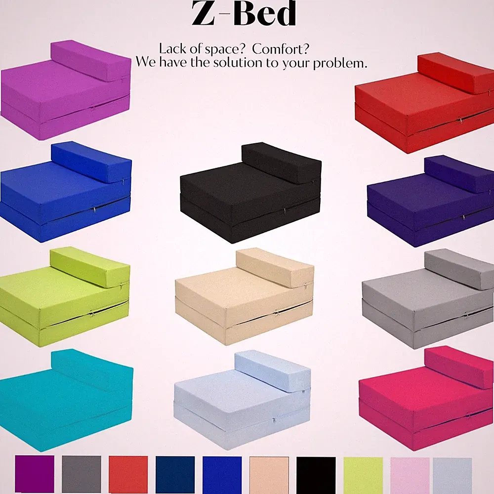Z Bett Single Futon Klappbar Besucherstuhl Bett Schaumstofffüllung Wasserabweisend Bezug