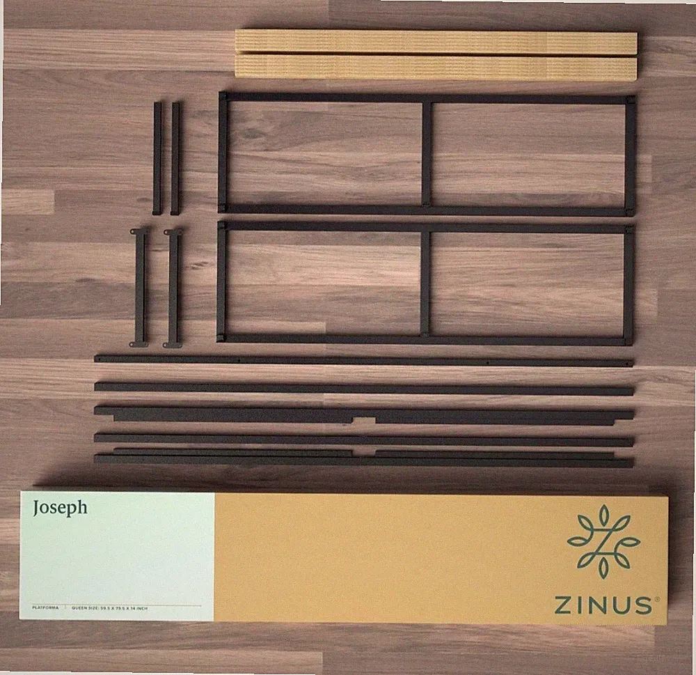 ZINUS Bettgestell JOSEPH Modernes Metallbettgestell mit Holzlattenrost