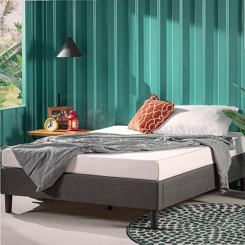 Zinus Curtis Polsterbettgestell | Doppelbett 135x190 cm | 35 cm hoch | Holzlattenrost