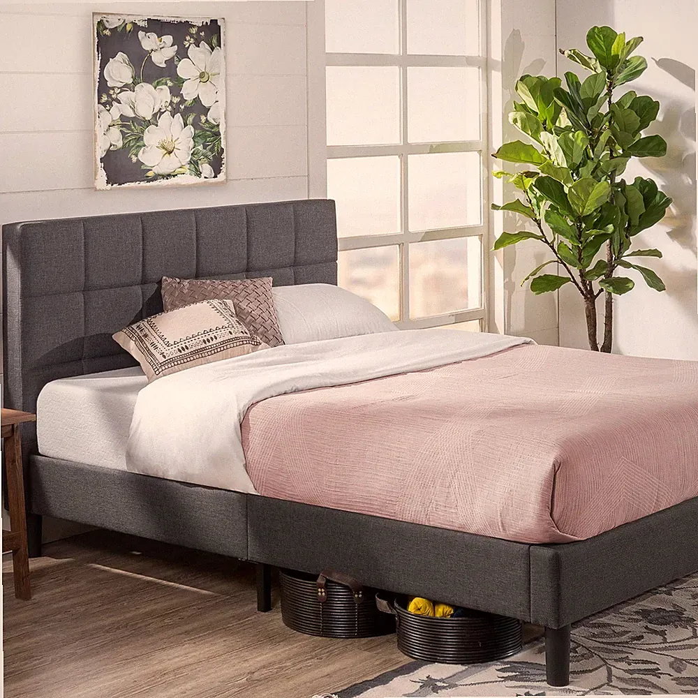 Zinus Lottie Polsterbettgestell mit Kopfteil | King 150x200 cm | 35 cm