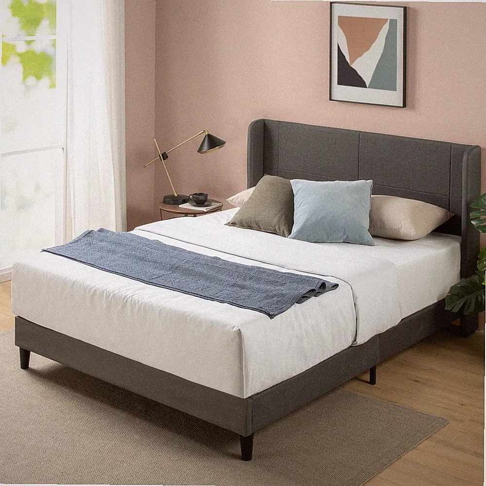 Zinus Sasha King Bettgestell - Bett 150x200 cm - 25 cm Bambus Lattenrost - dunkel